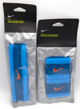 Nike Swoosh Headband  Wristbands Set Adult Marina/Laser Blue/Rush Orange