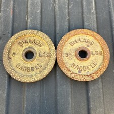 VINTAGE BILLARD BARBELL 5 lb Standard Weight Plate Cast Iron dimple blank