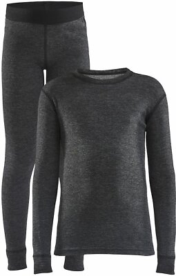 CORE WOOL MERINO SET JR BLACK MELANGE