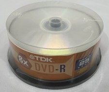 TDK 25 Pack DVD-R 4.7 GB 2X 120 Min Brand NEW Sealed Spindle Pack Of 25 Discs 