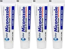 Globe (4 Pack) Miconazole Nitrate 2% Antifungal Cream, Cures Most Athletes Foot.