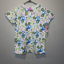 SCRUB TOP SIZE XS PEACEFUL POND LIFE FROGS NWT NURSE MEDICAL CNA VET DENTAL