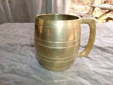 Brass Barrel Shaped Mug, Larger Than Usual, No Makers Mark, Need Polishing