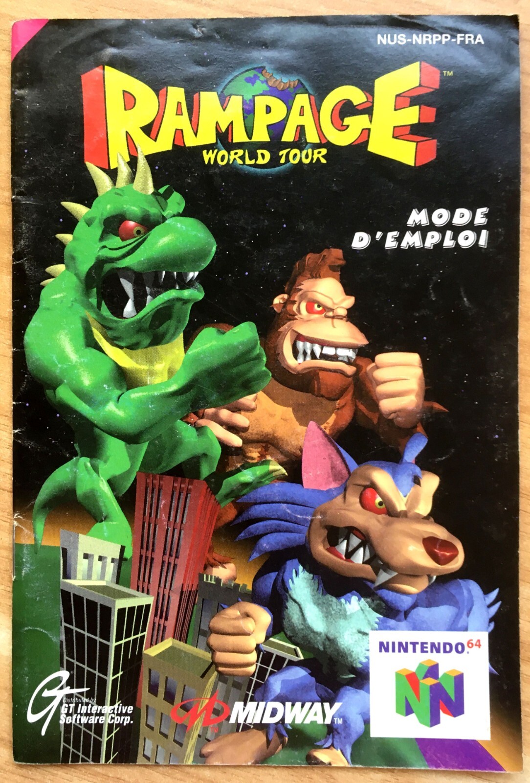 RAMPAGE WORLD TOUR - NOTICE SEULE 100% ORIGINALE NINTENDO 64 N64 PAL FRA Booklet