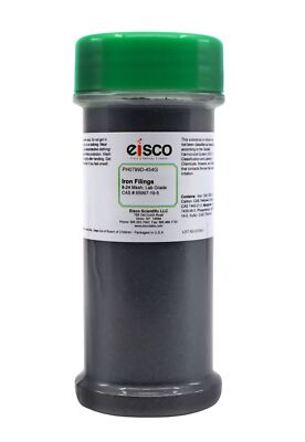 Coarse Iron Filings, 1lb in Sprinkle Bottle - 20 Mesh - Eisco Labs