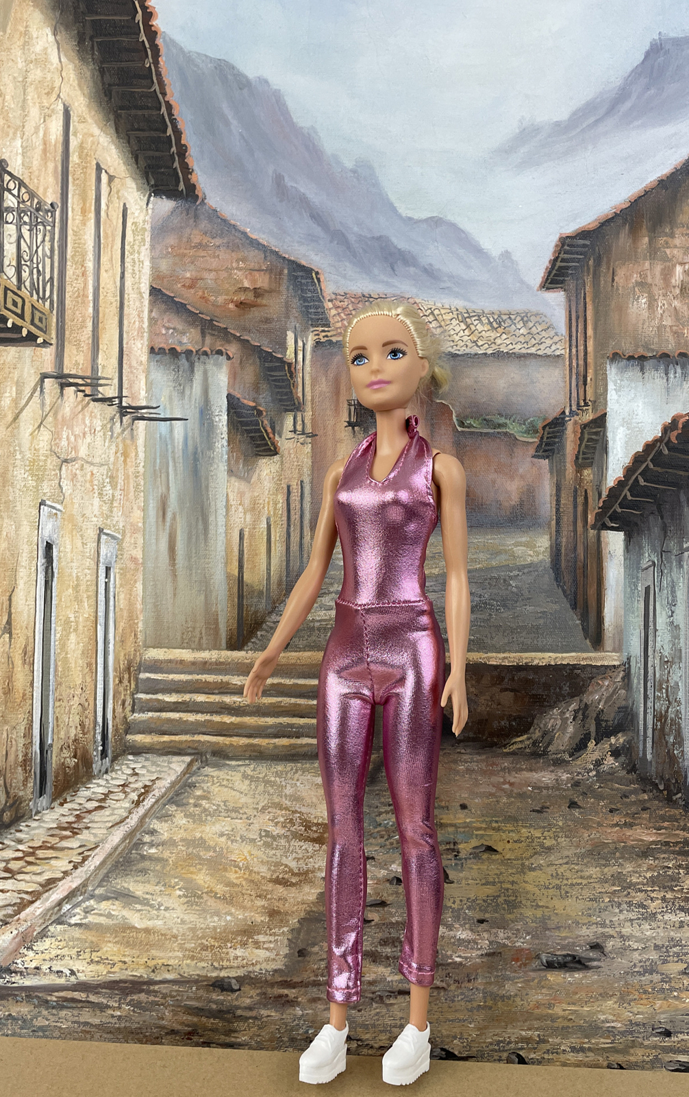 Barbie Party Fashion Metallic Pink Jumpsuit Handmade