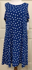NWT Robbie Bee size M blue ivory polka dot cold shoulder A-line dress