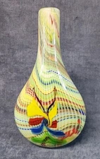 Tear Drop Art Glass Cane Weave Vase Hand-Blown Vintage 15" Tall mABZ