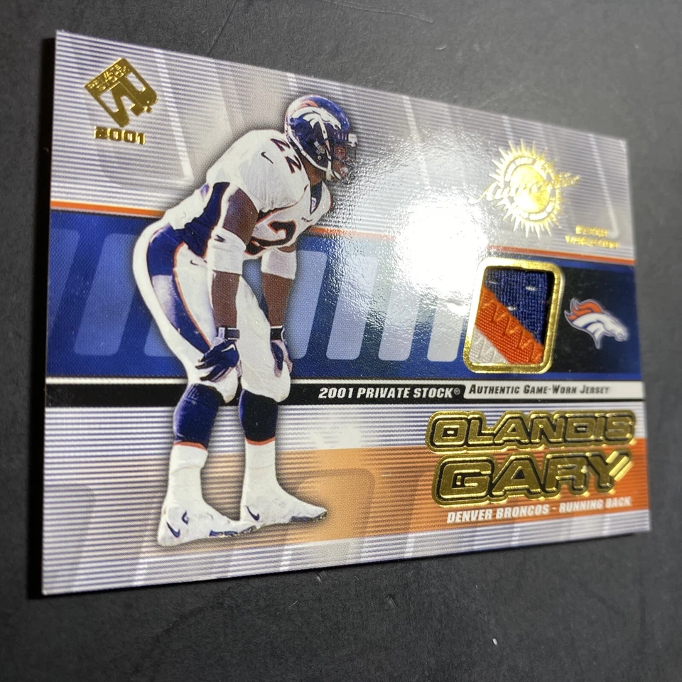 2001 PACIFIC PRIVATE STOCK OLANDIS GARY NFL GAME-WORN PATCH RELIC #/225 3 COLOR - Image 2 of 4