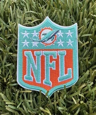 Miami Dolphins NFL Logo Patch 2” X  3” Iron On Embroidered