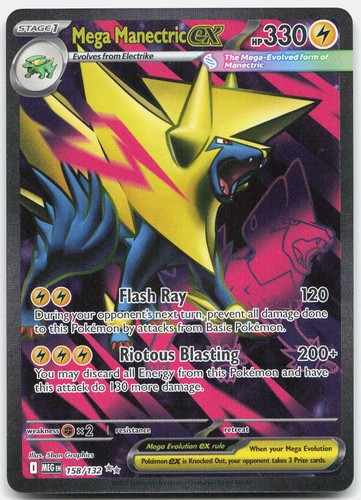 Mega Manectric ex 158/132 Ultra Rare Mega Evolution Pokemon Holo Near Mint