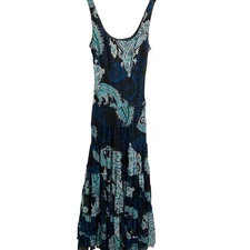 Jones NY Paisley Fit&Flare Maxi Dress 4 Blue Sleeveless Tiered Vacay Resort Y2K