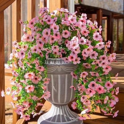 HyeFlora Artificial Flowers for Outdoors Decoration, 2Pcs Pink Fake