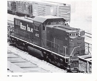 Rock Island 415 Alco C415 Diesel Switcher Yard Scene Freight 1967 Vtg Mag Image