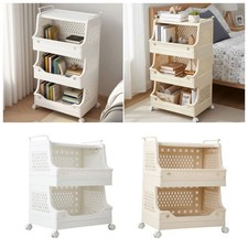 2-3 Tier Rolling Storage Trolley Shelf Utility Organizer Basket Shelving Unit