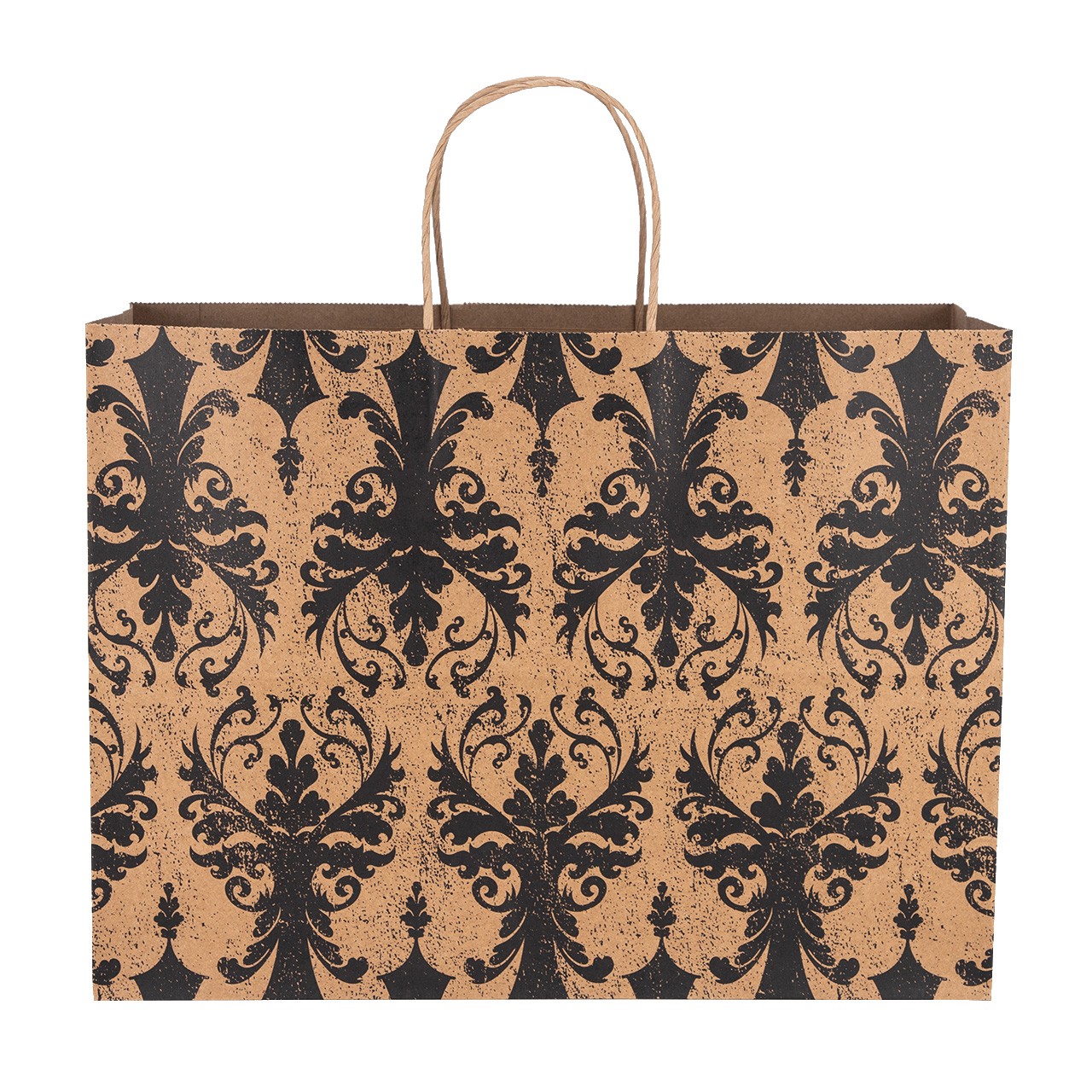 SSWBasics Large Distressed Damask Paper Shopping Bags - Case of 100