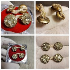Antique Austrian Trachten Blouse Cuff Buttons Studs with Faceted Glass Stones