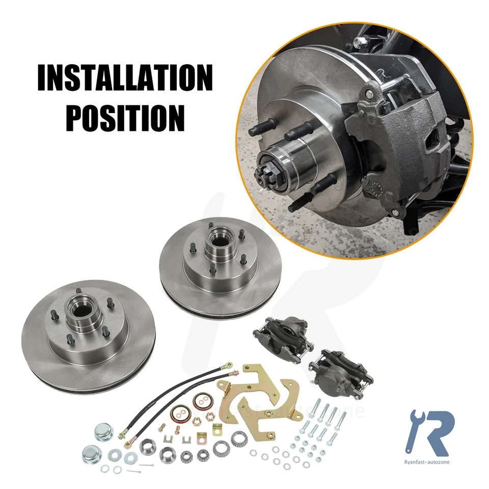 Комплект для переделки переднего дискового тормоза подходит для автомобиля Chevy 1949-1954 годов выпуска/1953-1962 годов выпуска Corvette - Изображение 2 из 4