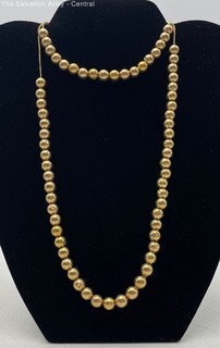 14K Yellow Gold Fine Jewelry Serpentine Chain Beaded Necklace 12.99g