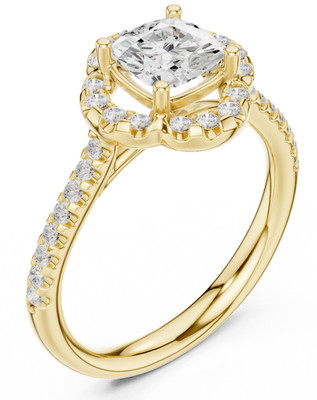 Cushion Certified 1.2 Ct Lab Grown Diamond Romantic Wedding Ring 14K Gold Over