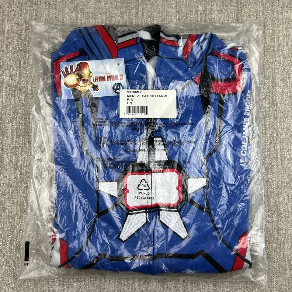 Disfraz de Patriota Iron Man 3 Cremallera Completa Sudadera con Capucha Para Hombre Grande Marvel Película Juegos con disfraces NUEVO Foto 2 de 3