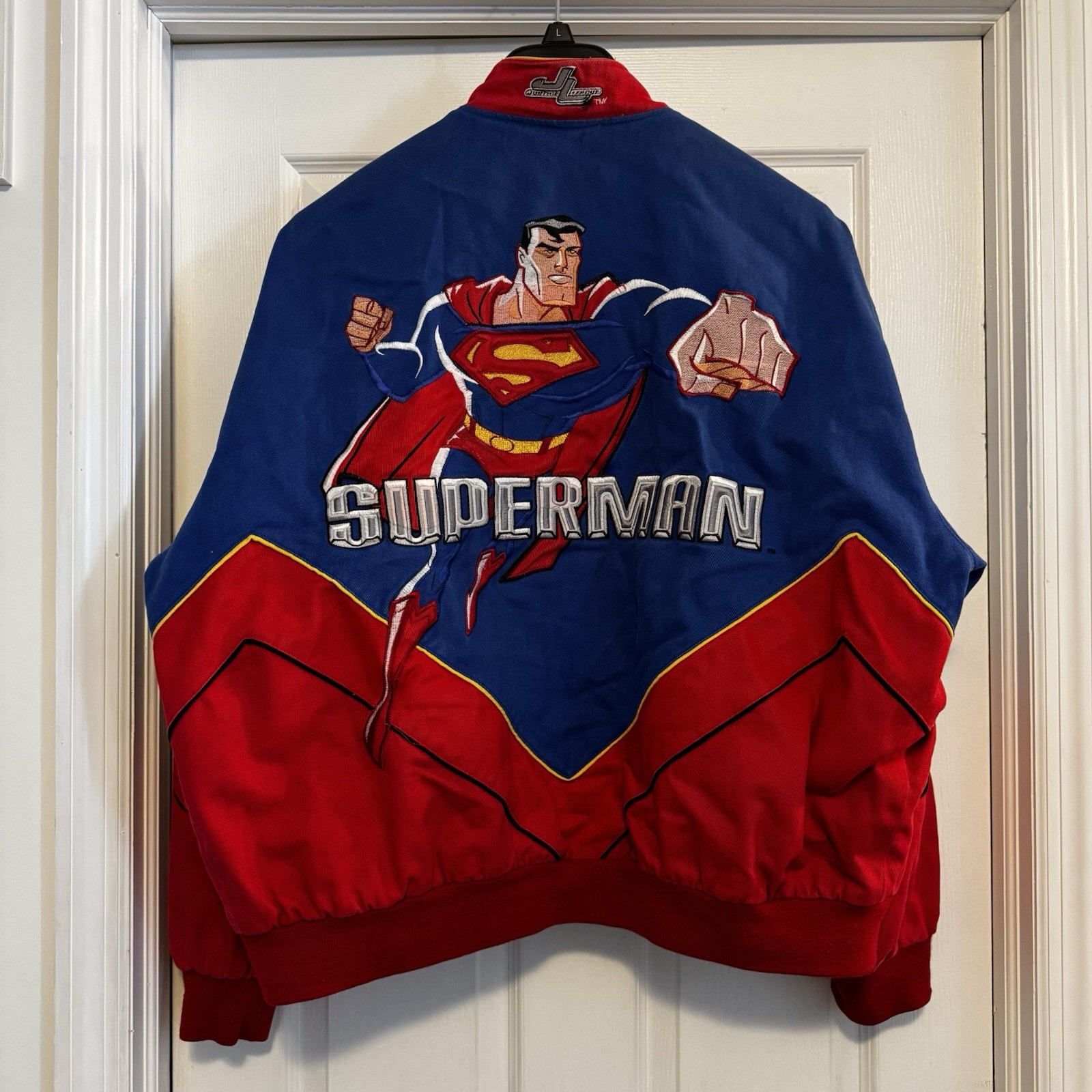 Vintage 2000s Y2K Superman Justice League DC Comics JH Design Racing Jacket 2XL
