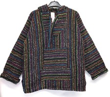 Siesta Eco Festival Sustainable Mexican Baja Hooded Jumper Top Acrylic Cotton M
