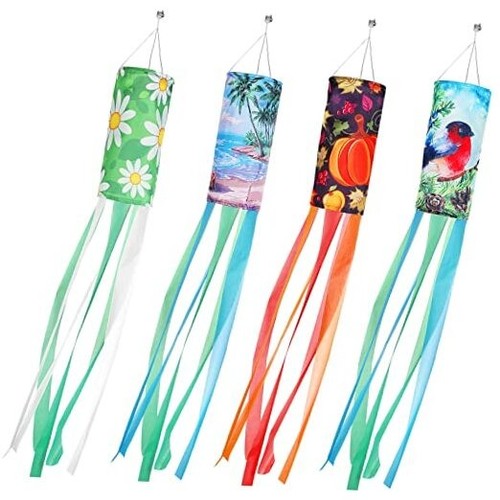 4 Pack Seasonal Windsock Spring Summer Fall Winter Outdoor Heavy Duty Hanging