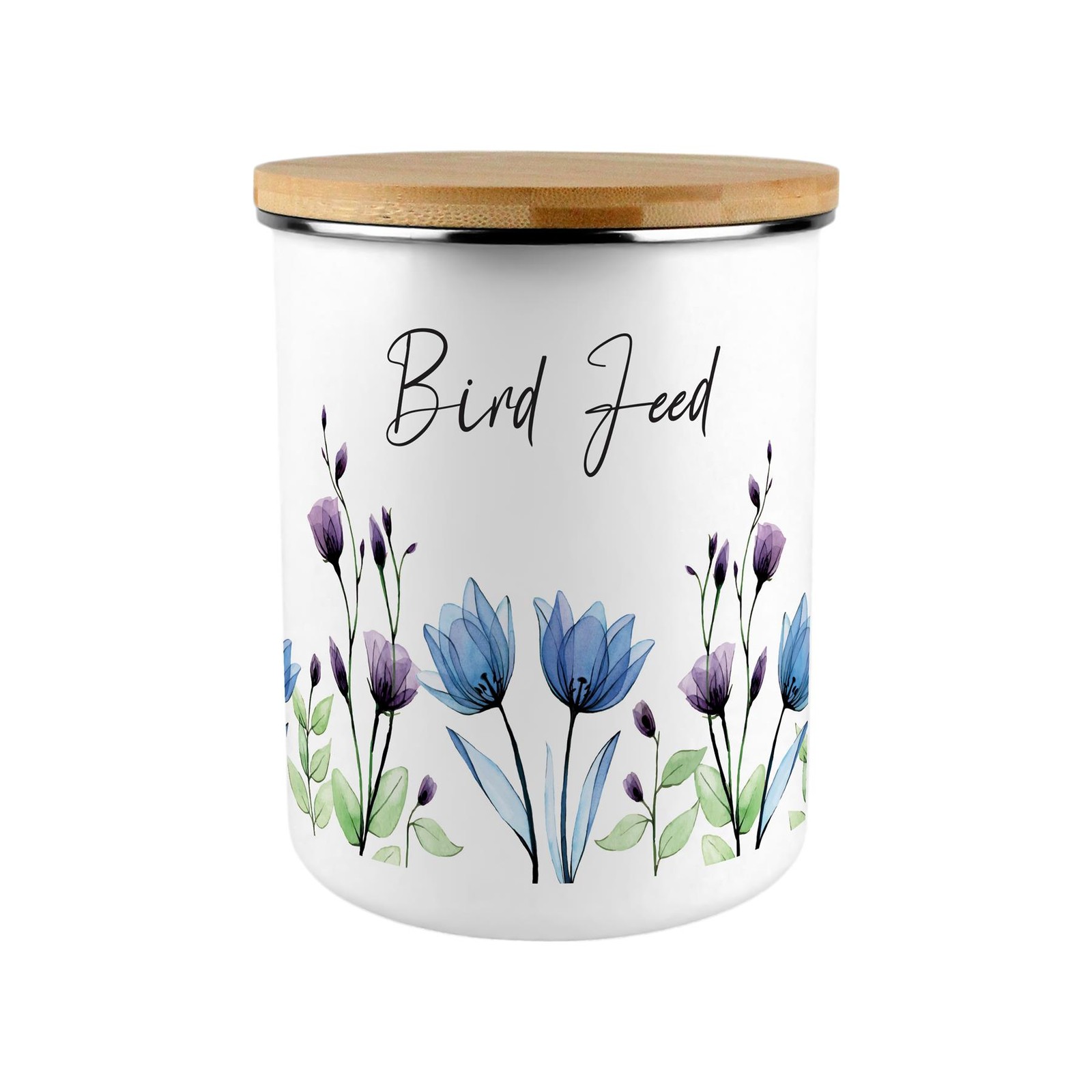 Blooming Lovely Flowers Large Bird Feed Canister - Ideal Gift For Nature Lovers