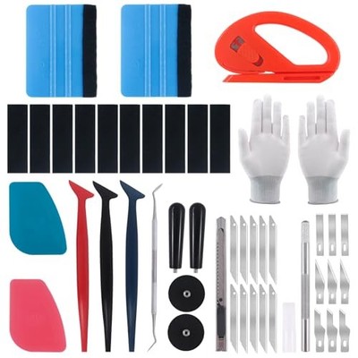  47Pcs Car Vinyl Wrap Tool Kits, Felt Squeegees with Spare Fabric Felts, Vinyl 