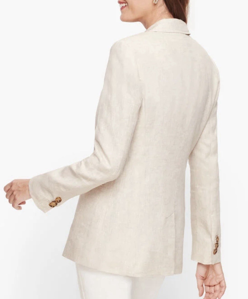 Talbots Classic Solid One Button Lined Cotton Bla… - image 2