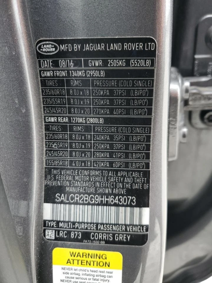 Conjunto de puerta trasera izquierda usado lado trasero se adapta a: Land Rover Discovery Sport Rea 2017 Foto 3 de 4