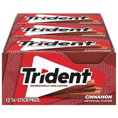 Trident Cinnamon Sugar-Free Chewing Gum, 12 14 Count (Pack of 12), 
