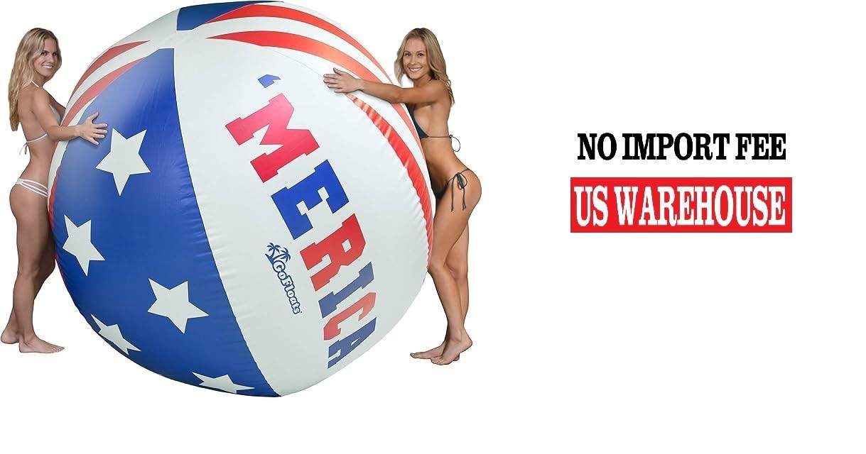 GoFloats 6 ft Giant 'Merica Inflatable Beach Ball, Extra Lar