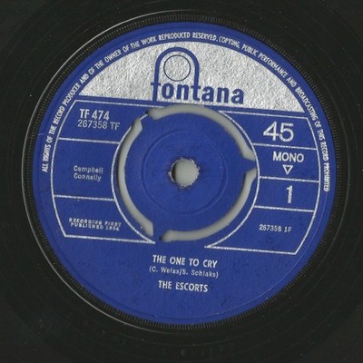 Escorts - One To Cry - Used Vinyl Record 45 RPM - G8100z