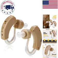 Dual Set Behind-The-Ear Hearing Amplifiers with Extra Ear Domes & Batteries
