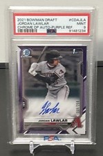 2021 Bowman Chrome Draft Jordan Lawlar 1st Auto Purple Refractor #/250 PSA 9  RC