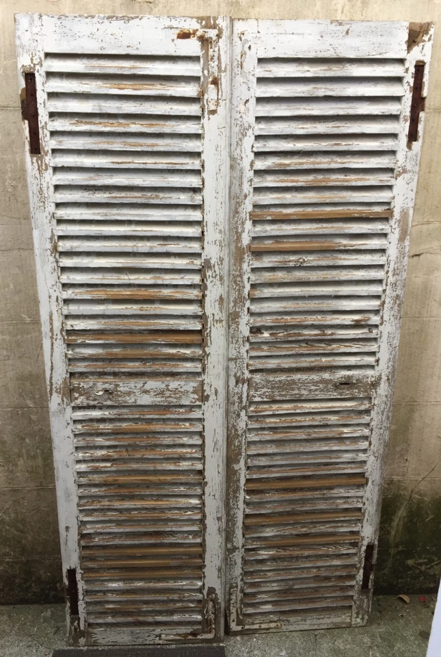 VOLETS (PAIRE) PERSIENNE EN BOIS H : 2m - l par volet :55,5 cm - ep : 3 cm - Photo 2/3