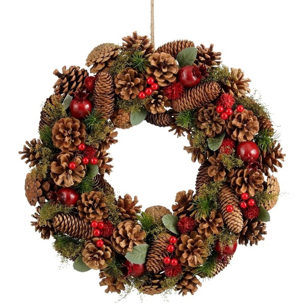 Mica Decorations Landon Weihnachtskranz Mit Tannenzapfen - H9 X Ø45 Cm - Braun-image