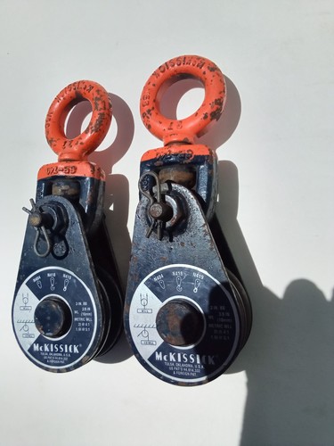 2 McKISSICK N-419 3" 3/8" 2 Ton Swivel Eye Shackle Snatch Block Wire Rope Pulley