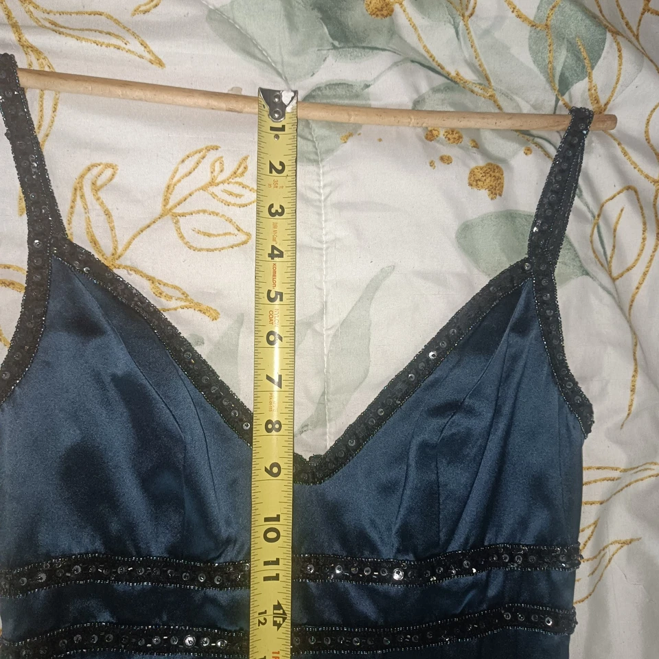 Винтажный PEGGY JENNINGS DEAD STOCK женщин официальный выпускное платье синий и желтый размер 0-2 - Изображение 3 из 4