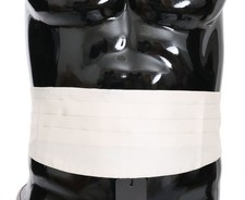 Dolce&Gabbana Men White Waist Belt 100% Silk Solid Stretch Adjustable Cummerbund