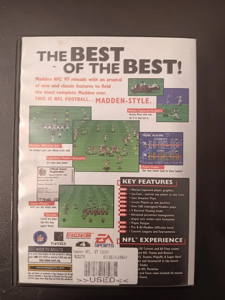 Madden NFL 97 (Sega Genesis, 1996) CIB, Manual, Scouting Guide, Tested - Image 2 of 4