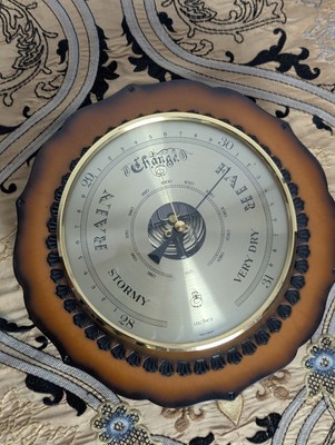 Vintage Made in Brieftaschen Kuhfell Corris Handwerk Center Holz Instrument Barometer 