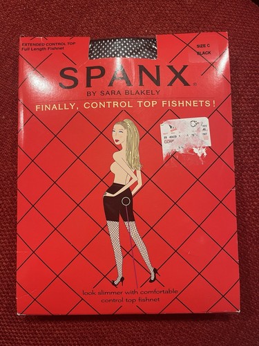 Spanx Sara Blakely Sheers Shaper Fishnet Pantyhose Sz C Black Control Top #002 - Picture 1 of 7