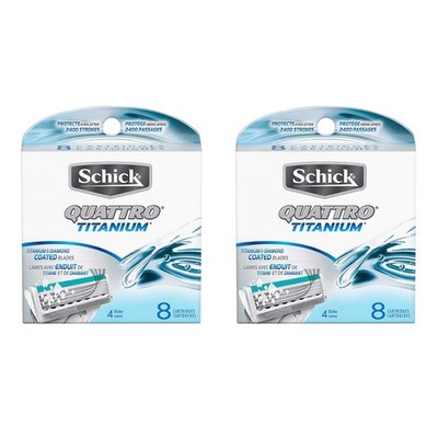 Quattro Titanium Razor Blade Refills for Men - 8 Count - 2 Pack