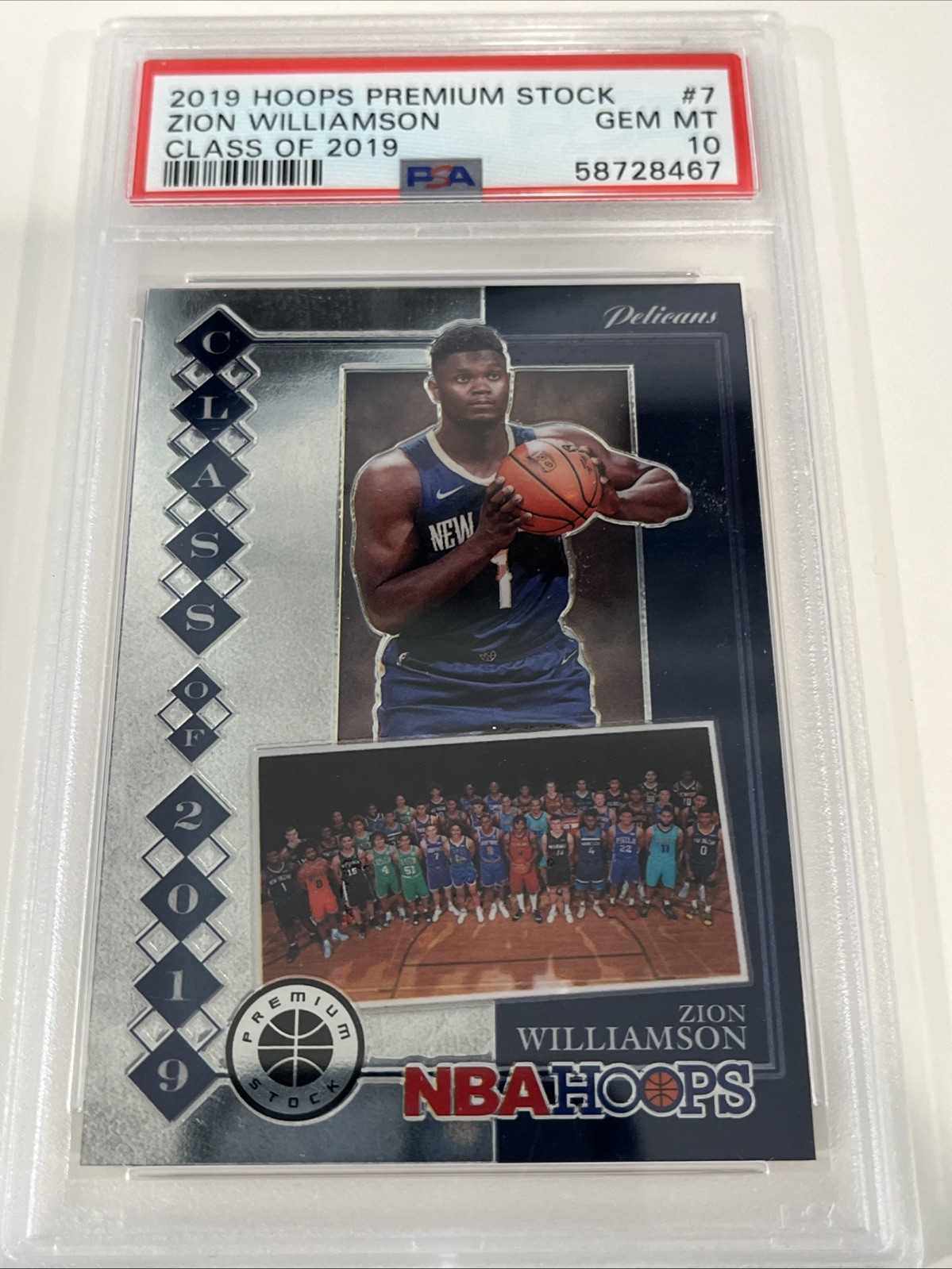 2019-20 Panini NBA Hoops ZION WILLIAMSON Rookie Class Of 2019 #7 PSA 10 Gem Mint