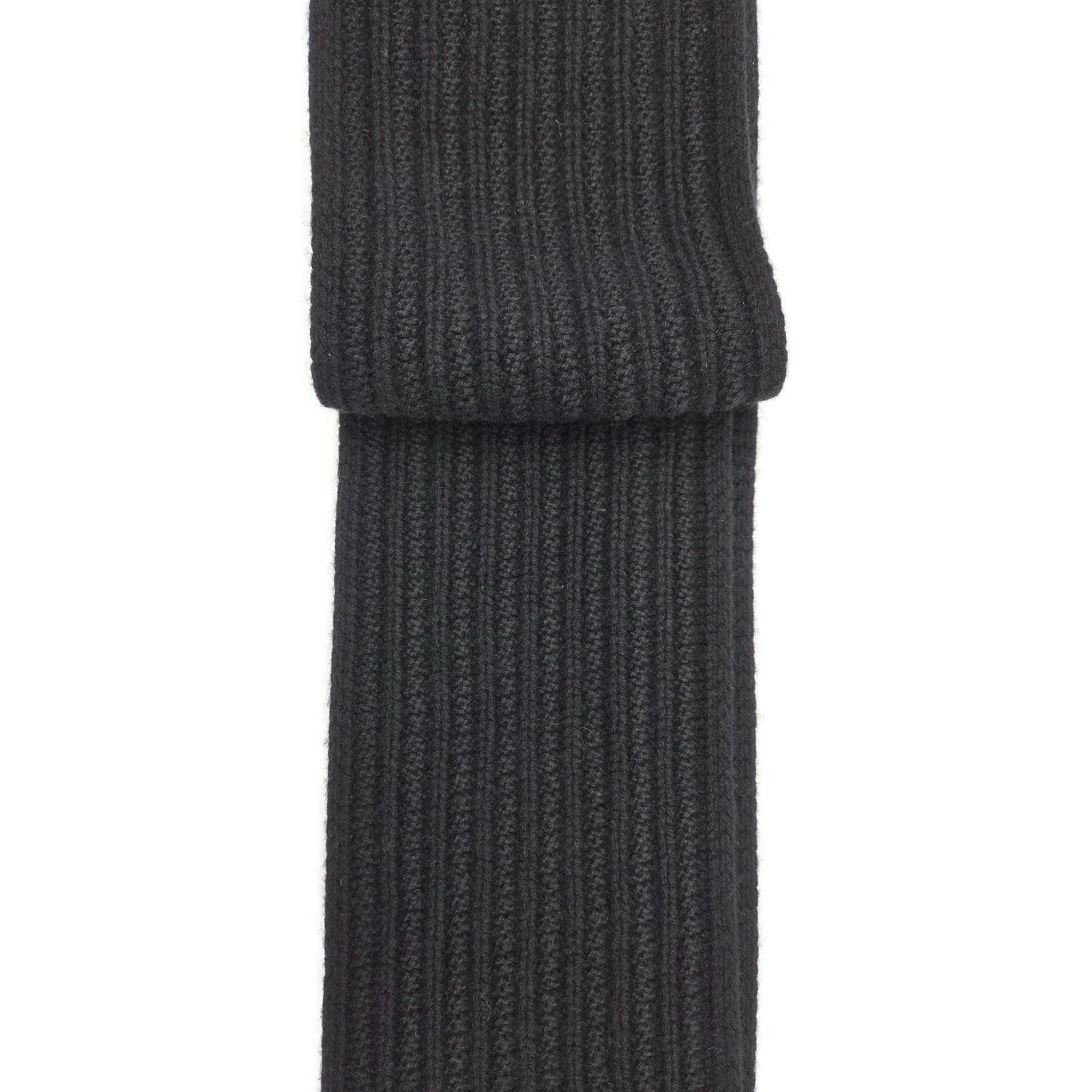 Chanel 10A Black Cashmere Ribbed Scarf with Large Signature CC Logo 120"X6" NWT image 2
