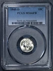 1945-D 10C MERCURY SILVER DIME KM# 140 PCGS MS 66 FB A6868