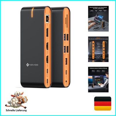 15-in-1 USB-C Docking Station Triple Monitor 8K@30Hz HDMI 4K@60Hz Ethernet Sc...